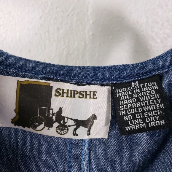 Shipshe Women's Denim Blue Jean Diamond Studded Split Side Embroidered Dress - Picture 15 of 15